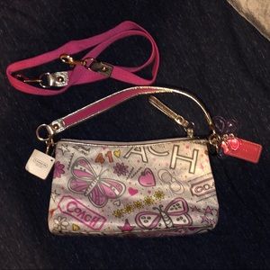 COACH Poppy bandana graffiti purse gray/multi